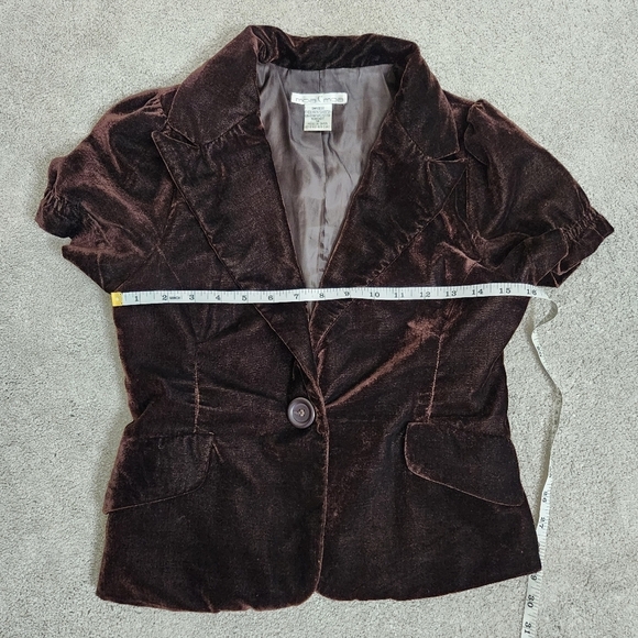 Alice Cullen Alternative Brown Velvet Y2K Short Sleeve Blazer Size M Twilight - Picture 7 of 12